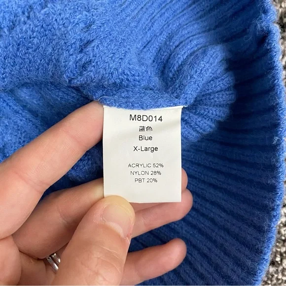 Blue V-Neck Cable Knit Sweater Vest - Picture 3 of 5